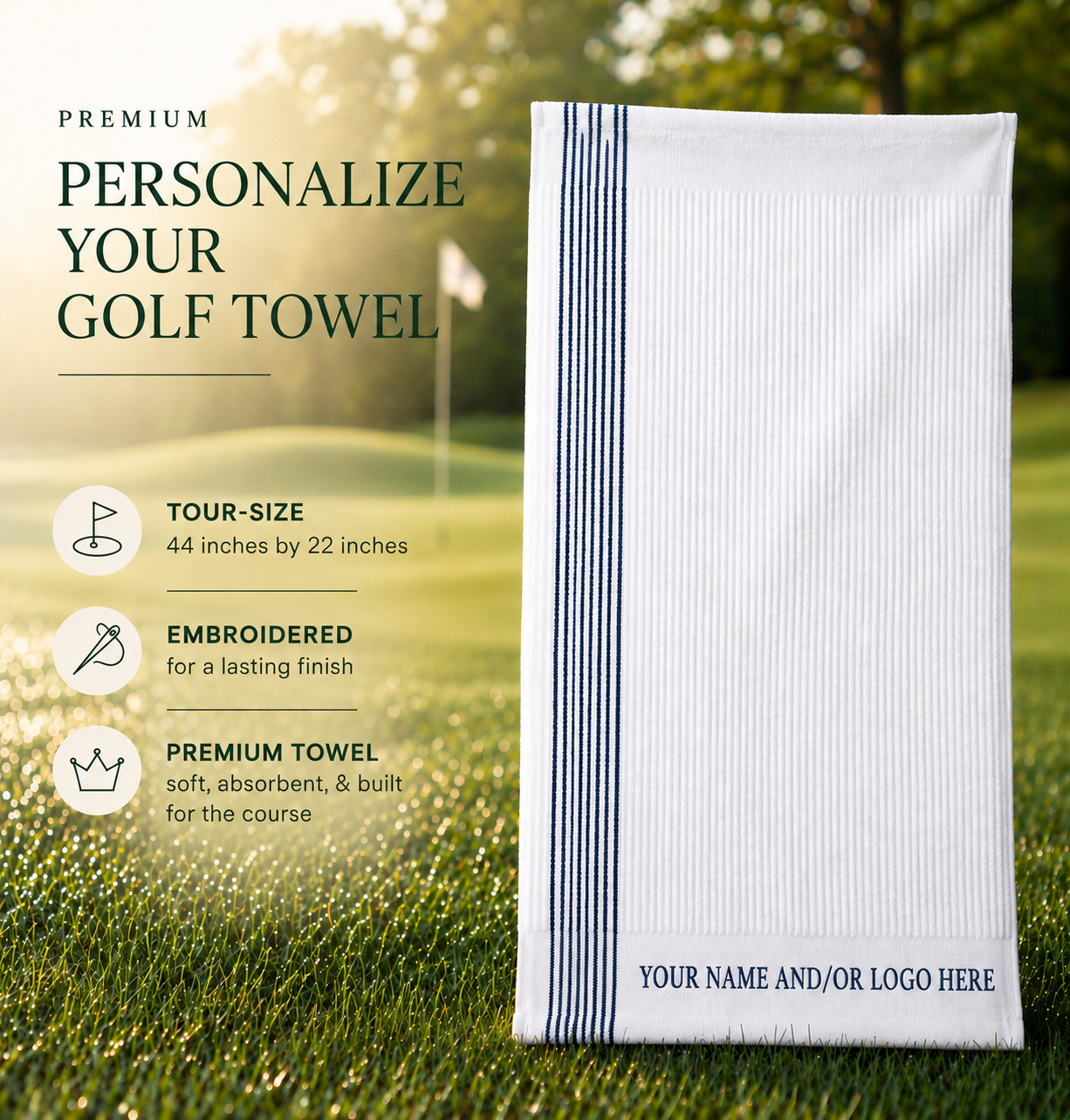 Personalized Caddie Golf Towel – Premium Ribbed, Embroidered